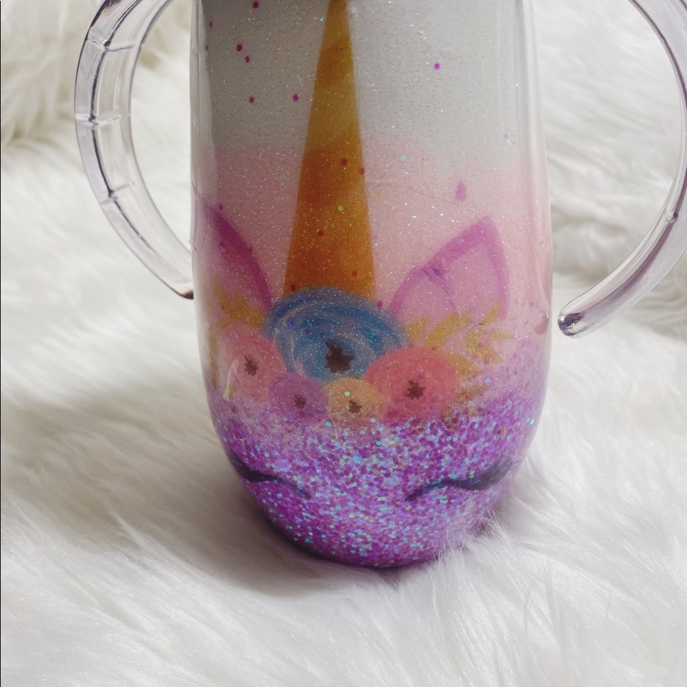 Custom Glitter Tumbler  Unicorn 14oz Sippy  Cup - Picture 5 of 10